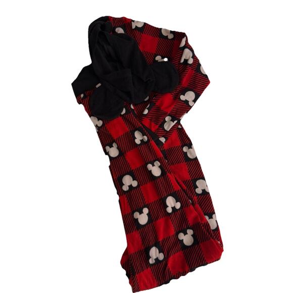 Adult Unisex Small Disney 100 Mickey Mouse Union Suit Pajamas Plaid Fleece Ears - Picture 2 of 4